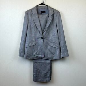 VTG Escada Gray Pink Stripe 2 Piece Coat Work Suit Blazer Top/Pant Size 44